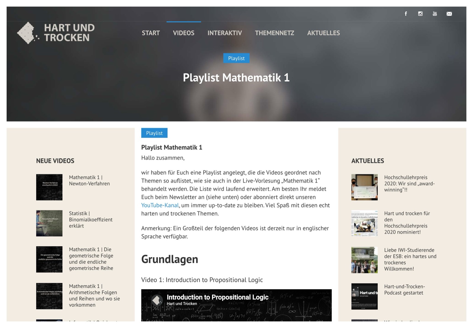 Playlist Mathematik 1