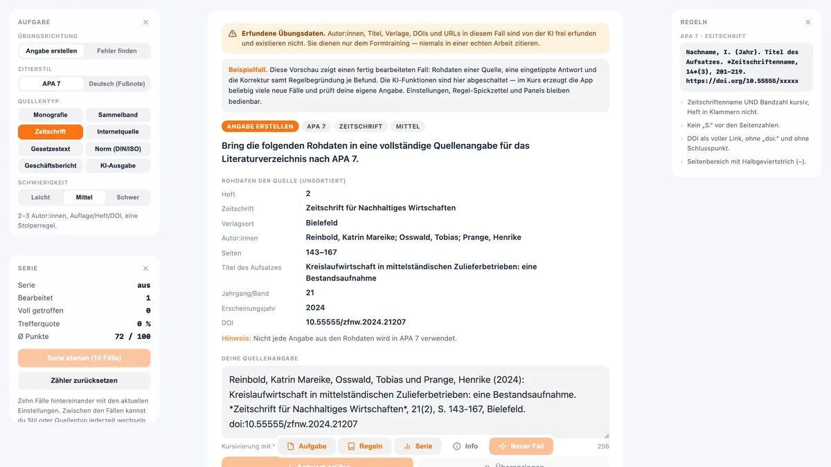 CogniApp „Zitier-Diktat“ aus dem Kurs