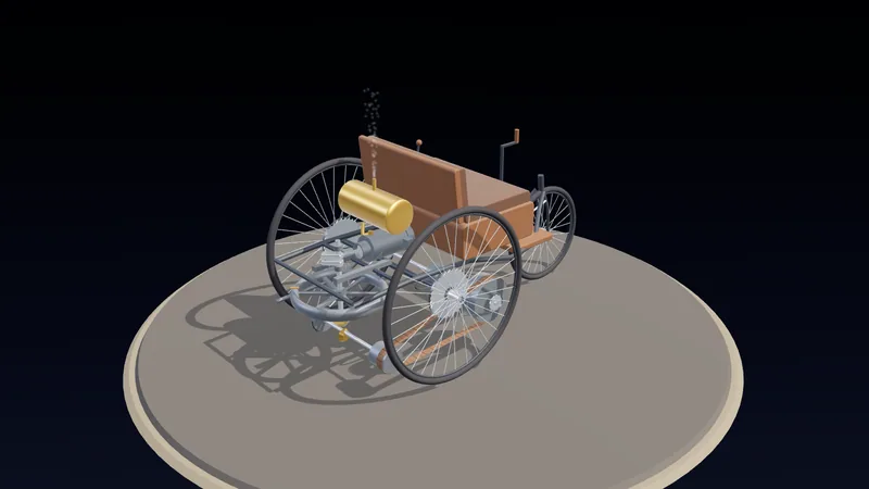 Benz Patent-Motorwagen 1886 — the four-stroke in section (3D)