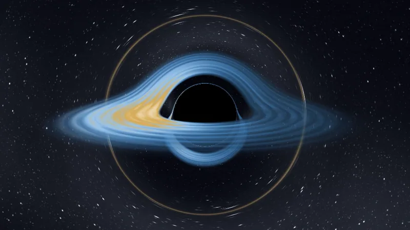 Schwarzes Loch — Gravitationslinse und Schatten (3D)