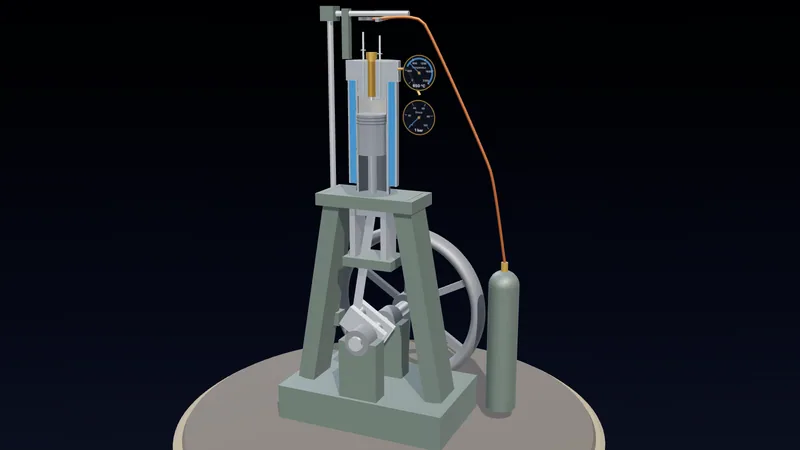 First diesel engine 1897 — ignition by compression (3D)