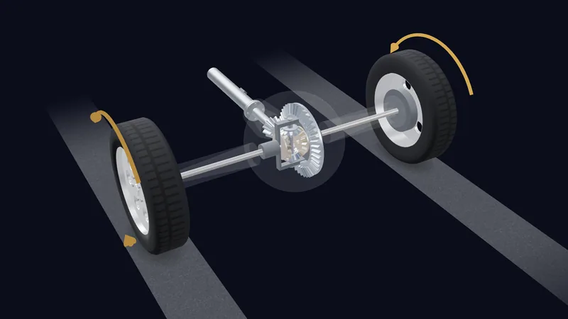Differenzialgetriebe — Kegelrad-Differenzial und Sperre (3D)