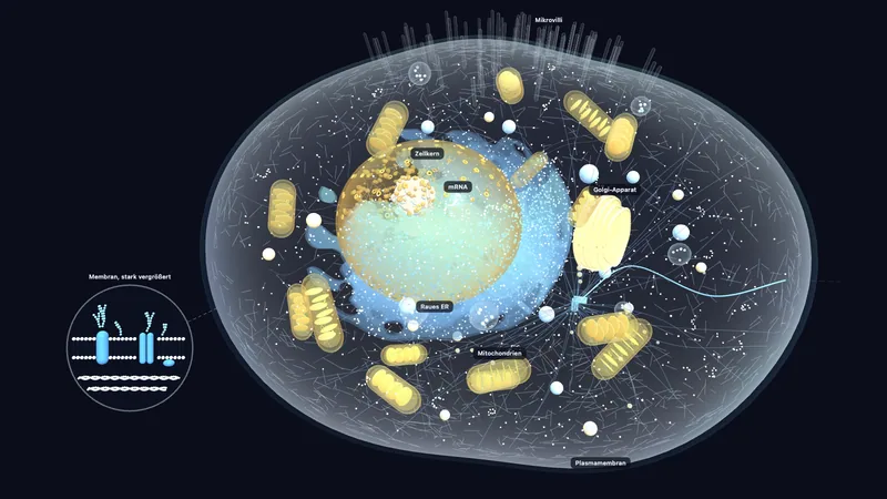 Körperzelle — Organellen und Sekretweg (3D)