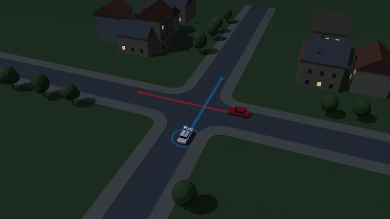 Vorfahrt an der Kreuzung (3D)