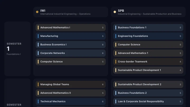 Engineering and business curricula: IWI and SPB