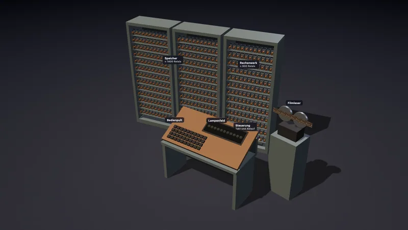Zuse Z3 1941 — computing with relays (3D)